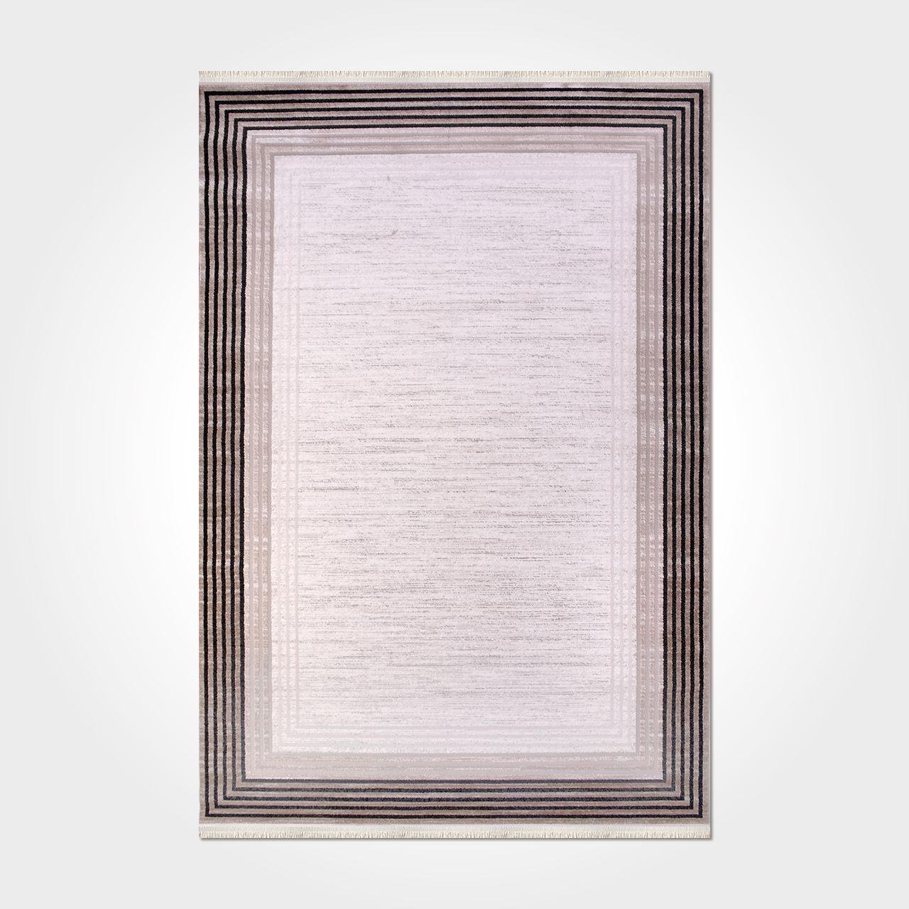 Machine Made Area Rug – Cream Frame Design Rug with Laser Cut Edges
