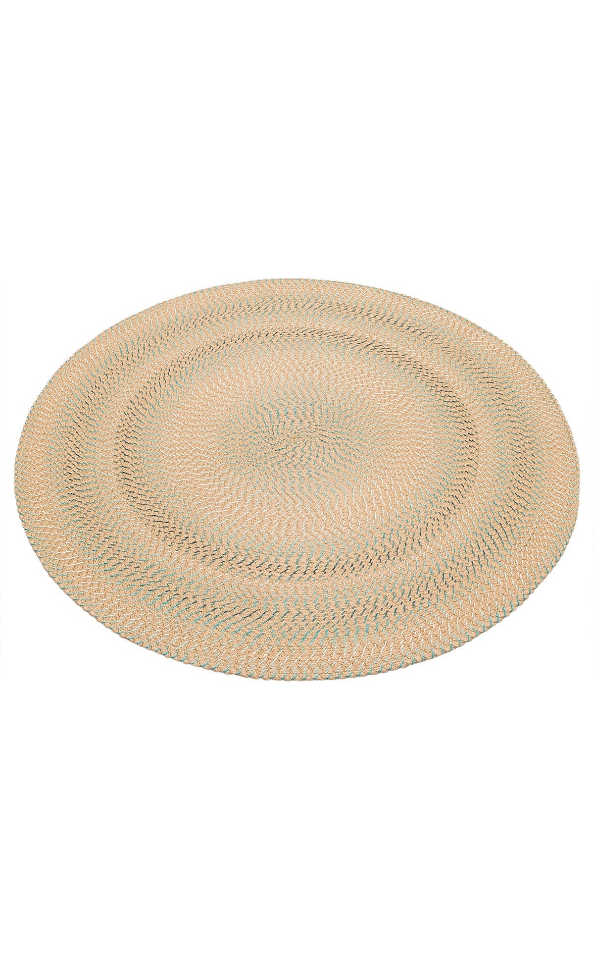 Round Jute Rug - Beige Striped Pattern Knitted Carpet With Soft Texture
