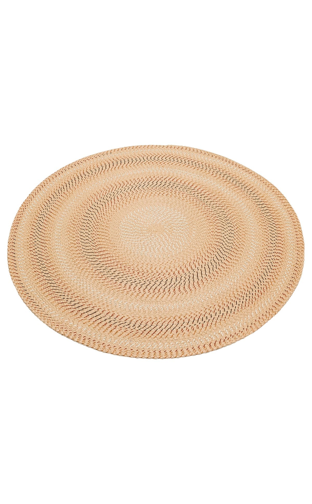 Round Jute Rug - Beige Striped Pattern Knit Carpet | Soft Texture, Dust Free