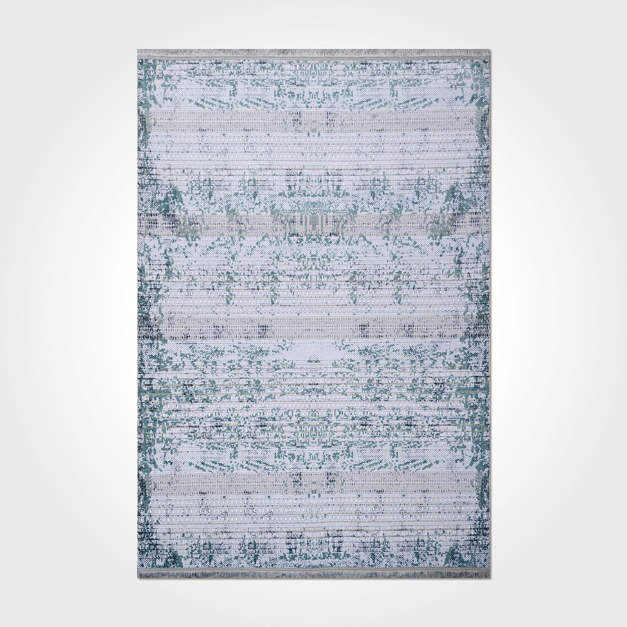 Blue Striped Area Rug – Machine Made Cotton Rug with Non Slip Base, 6mm Pile