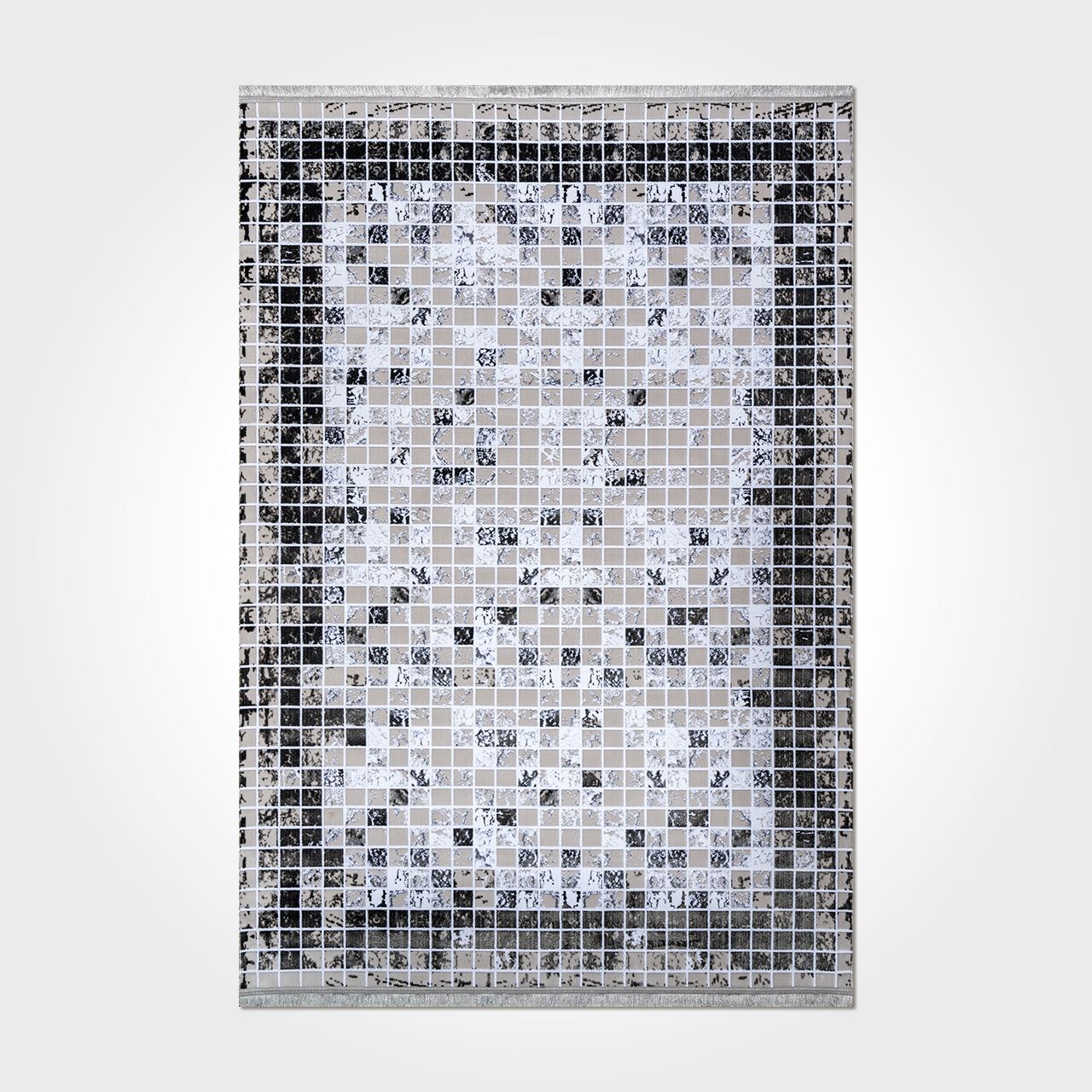 Geometric Cotton Area Rug | Modern Grey Area Rug – Non Slip Durable Floor Covering