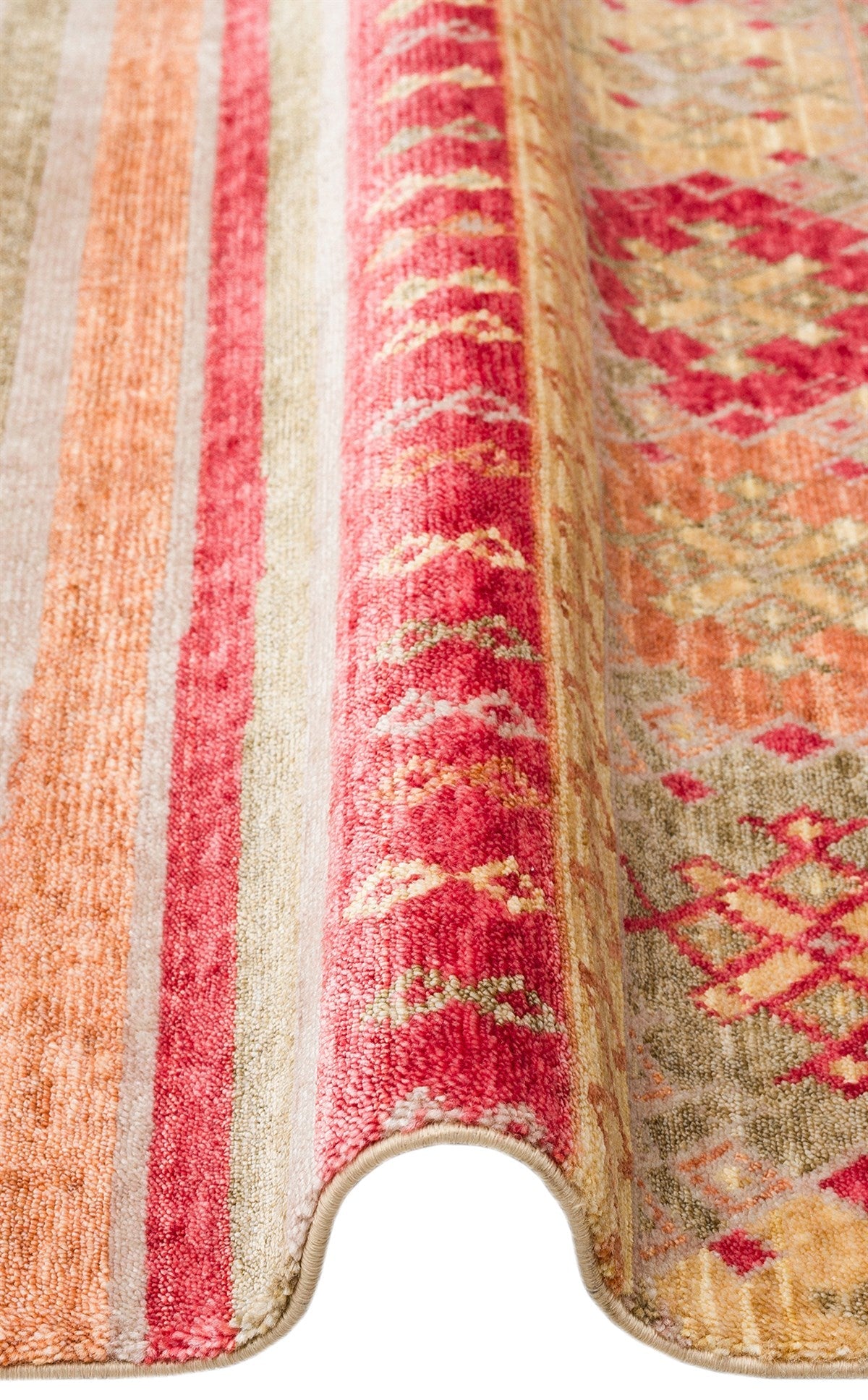 Handmade Viscose Rug - Modern Red Striped Flatweave Area Carpet by Eko